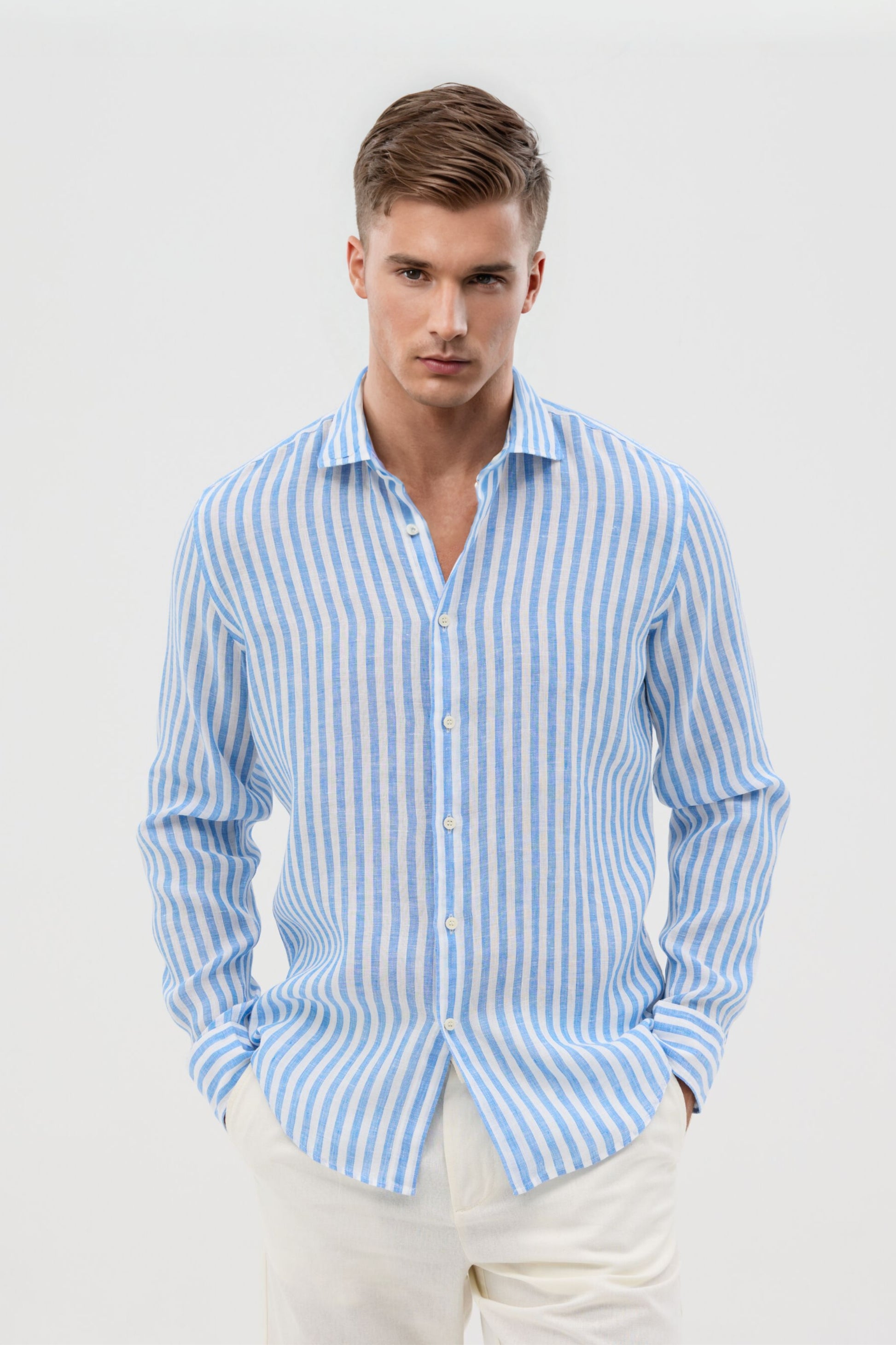 Classy Blue Stripes Pure Cotton Shirt