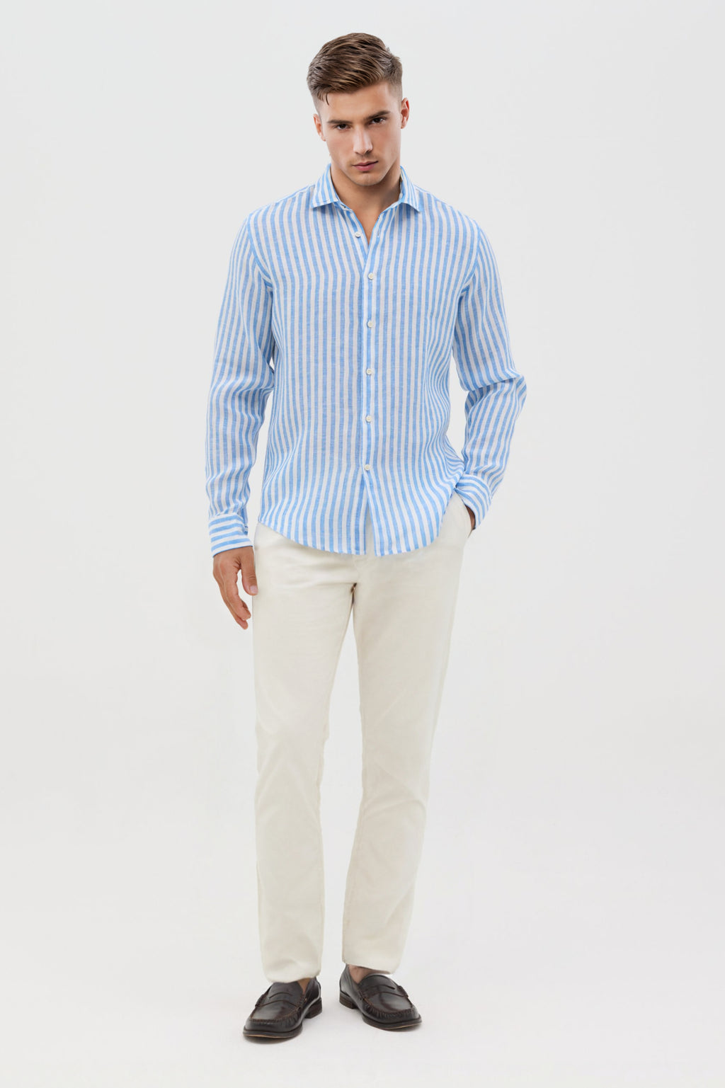 Classy Blue Stripes Pure Cotton Shirt