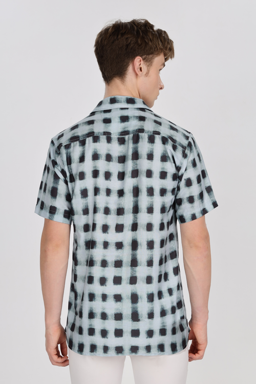 Check Relaxed Fit Club Collar Shirt