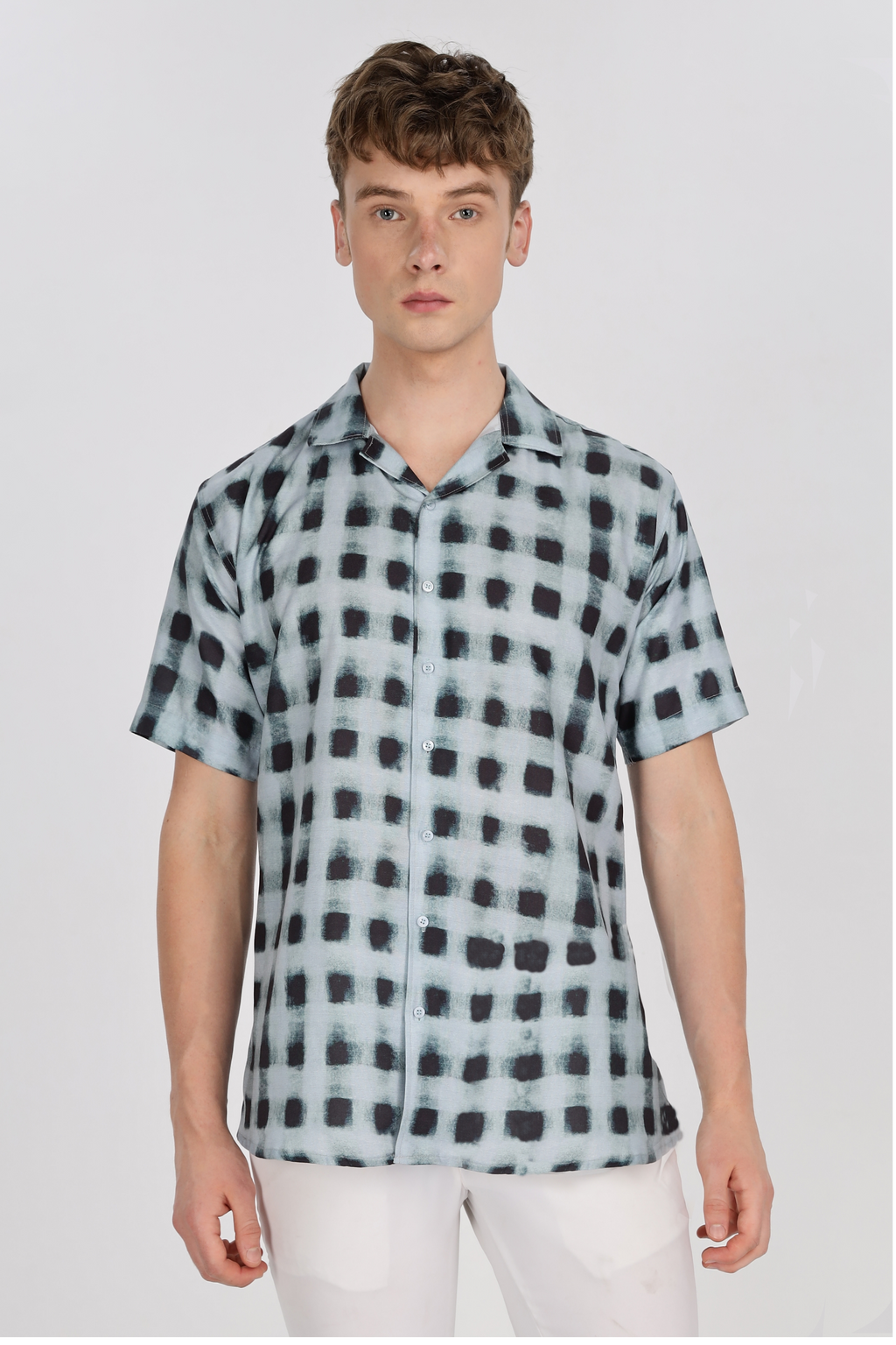 Check Relaxed Fit Club Collar Shirt