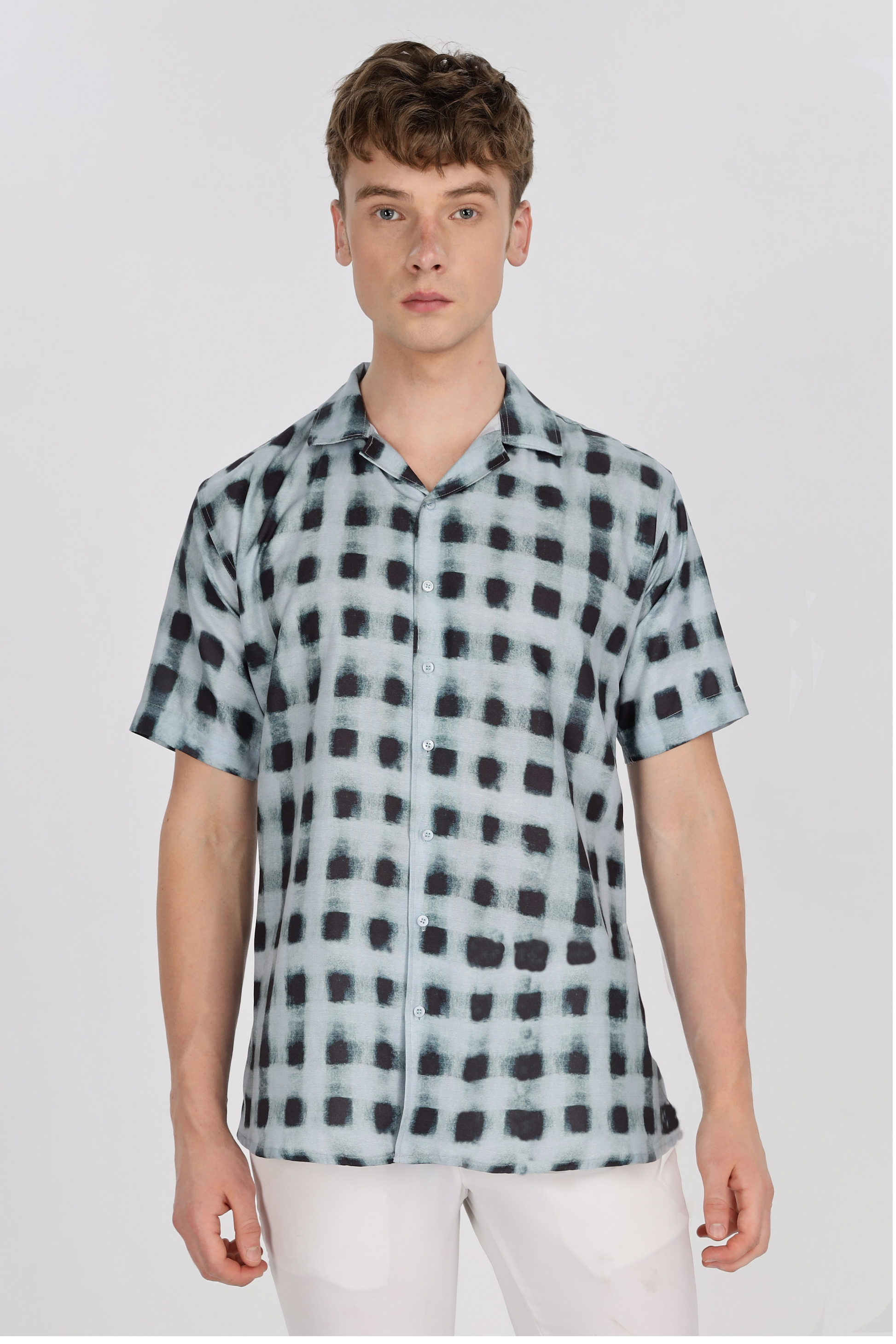 Check Relaxed Fit Club Collar Shirt