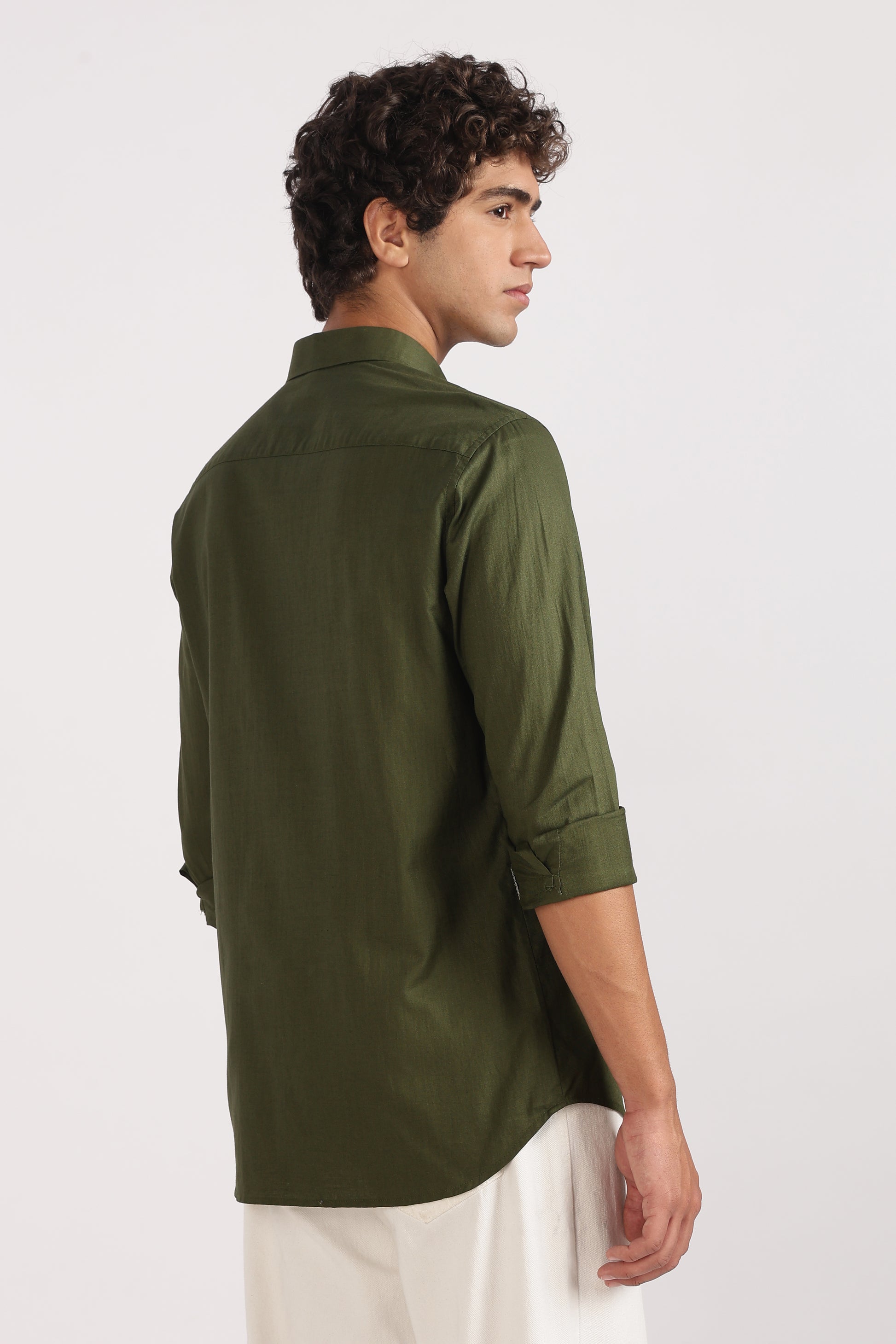 Dark Green Regular Fit Cotton Casual Shirt