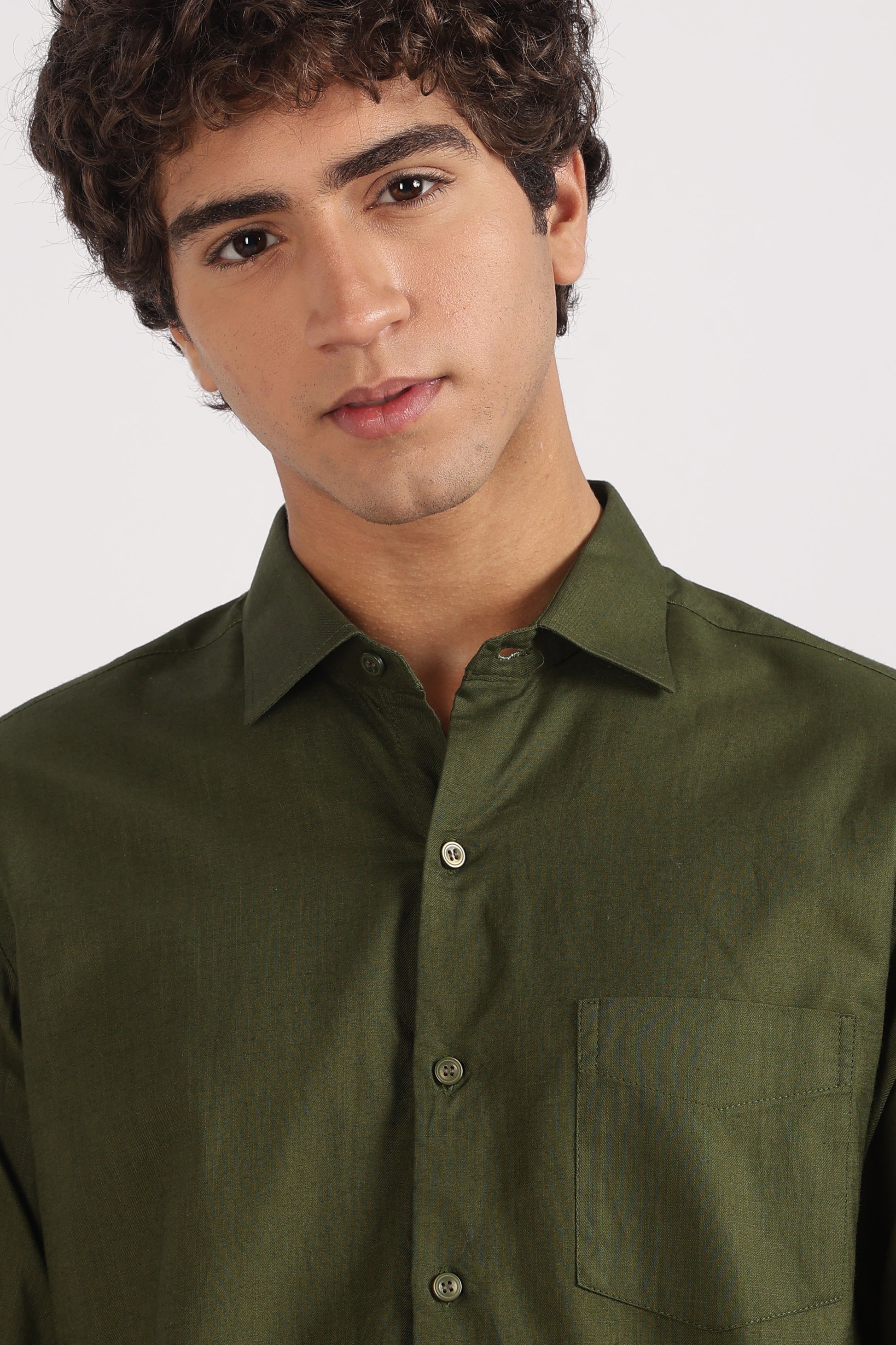 Dark Green Regular Fit Cotton Casual Shirt