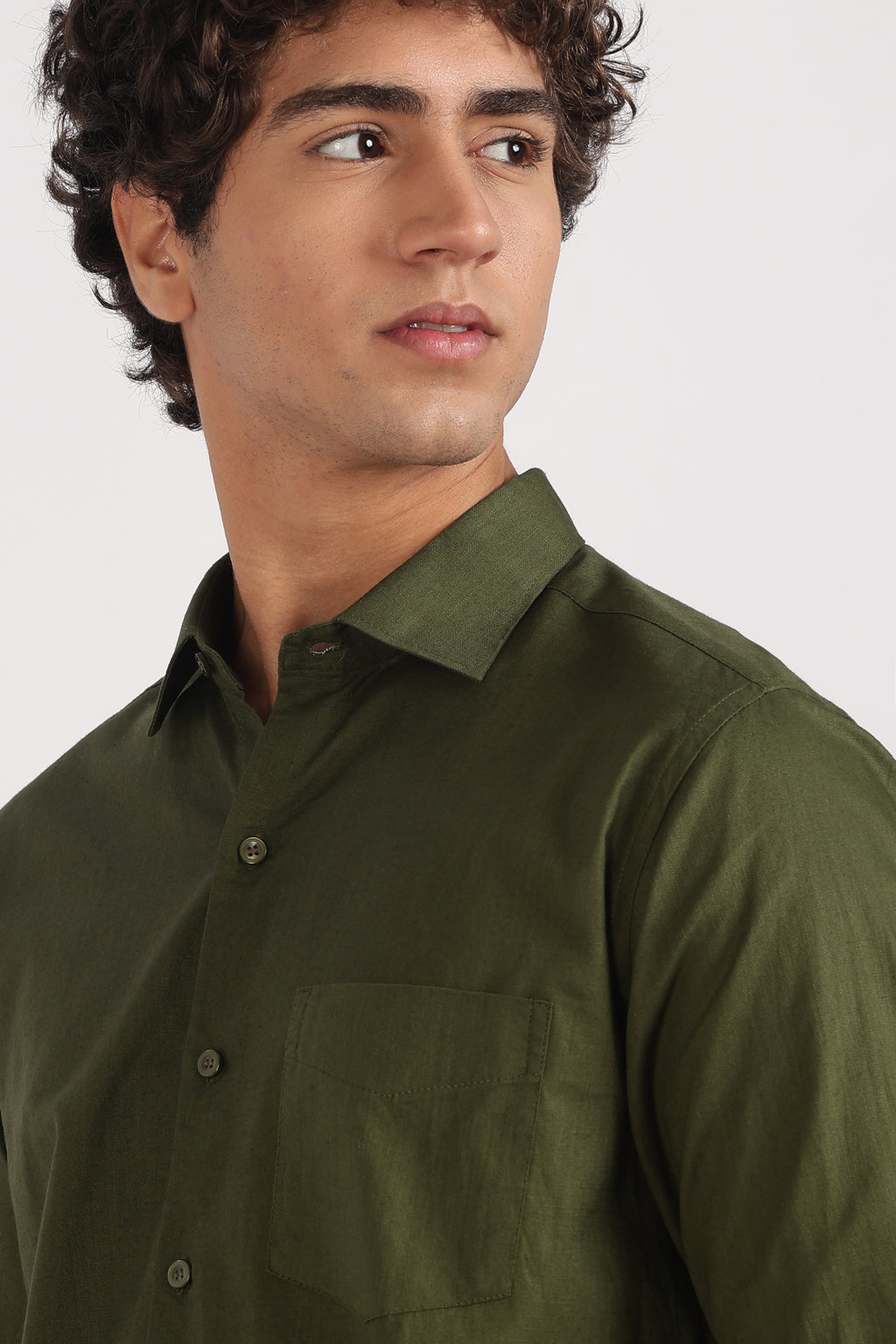 Dark Green Regular Fit Cotton Casual Shirt