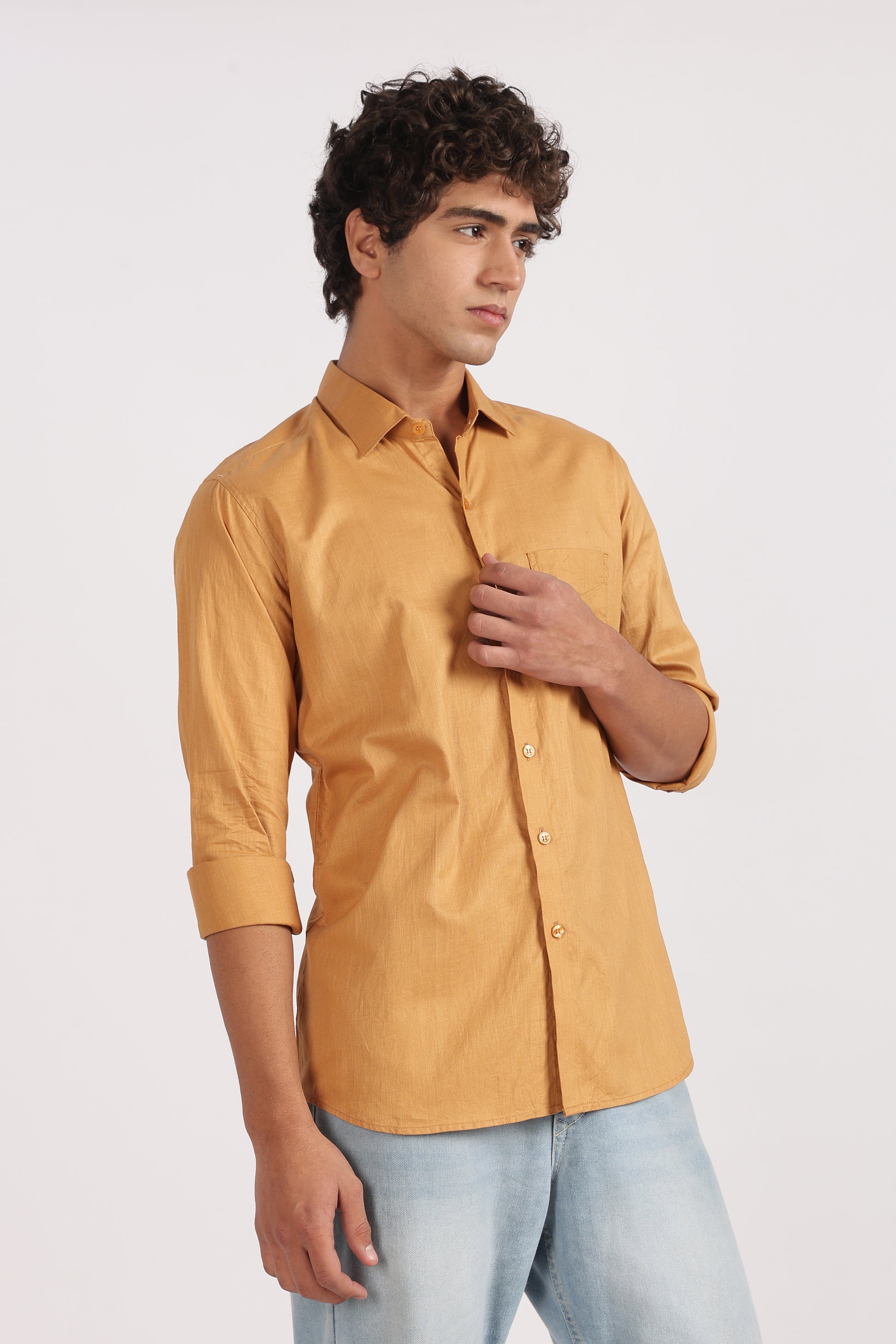 light brown cotton regular fit casual shirt
