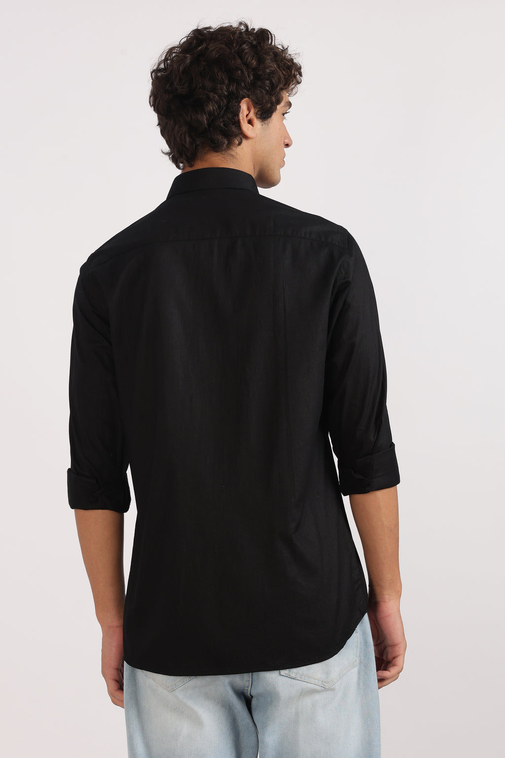 black cotton regular fit casual shirt