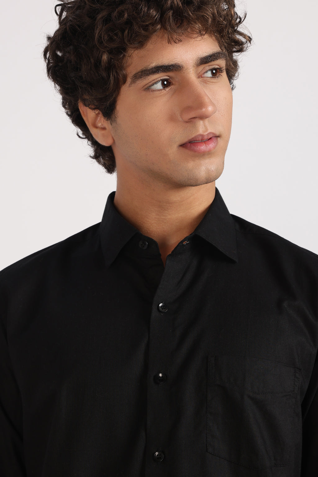 black cotton regular fit casual shirt