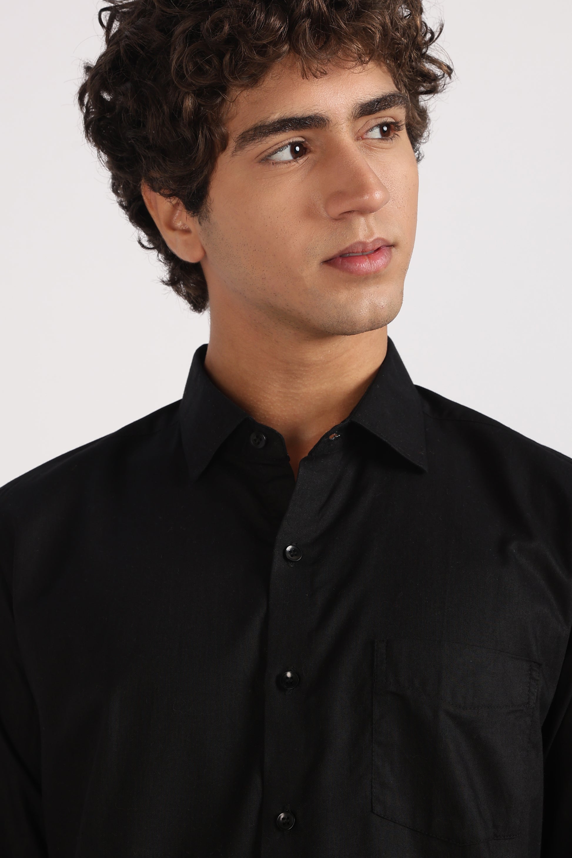 black cotton regular fit casual shirt