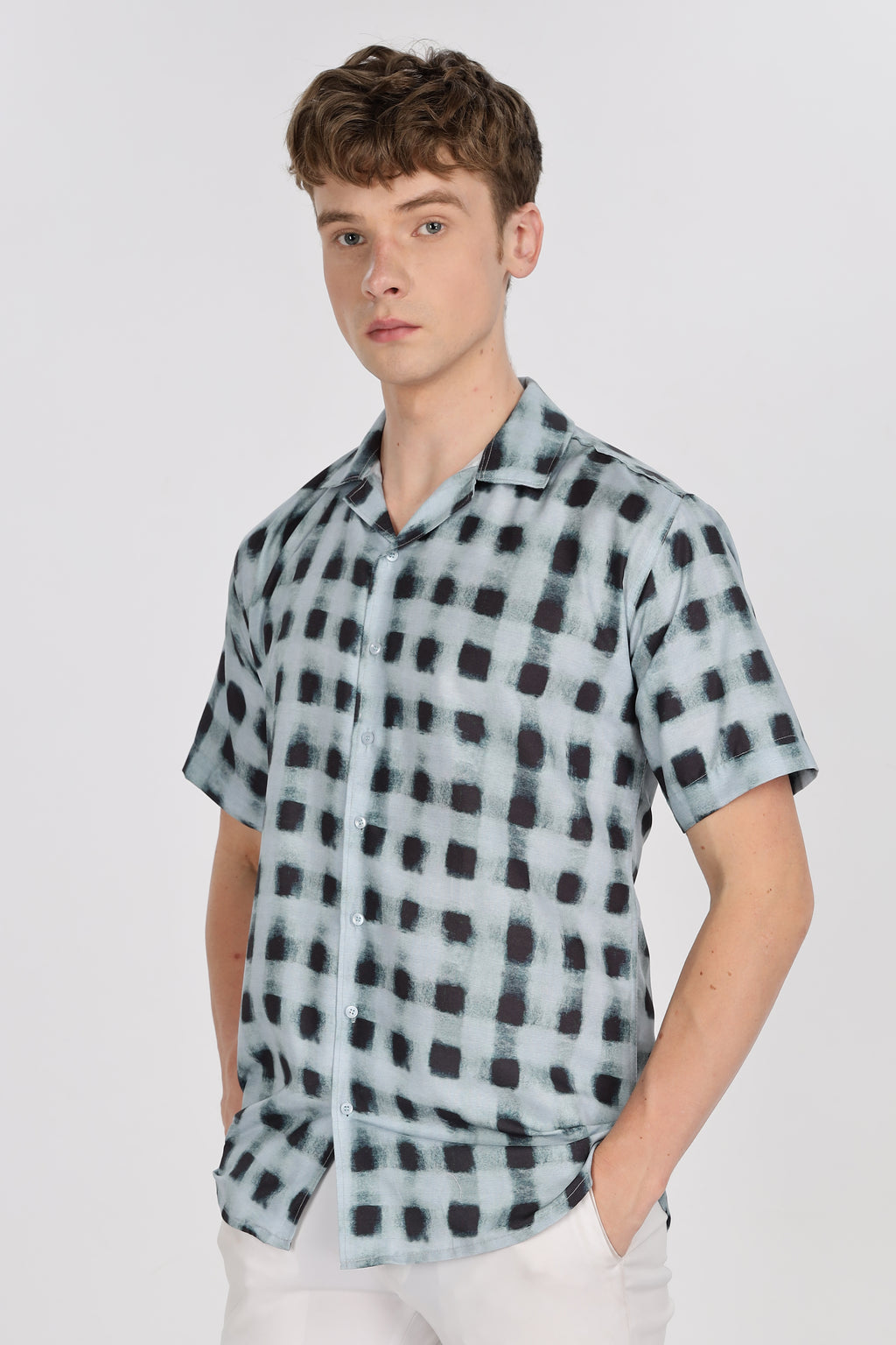 Check Relaxed Fit Club Collar Shirt