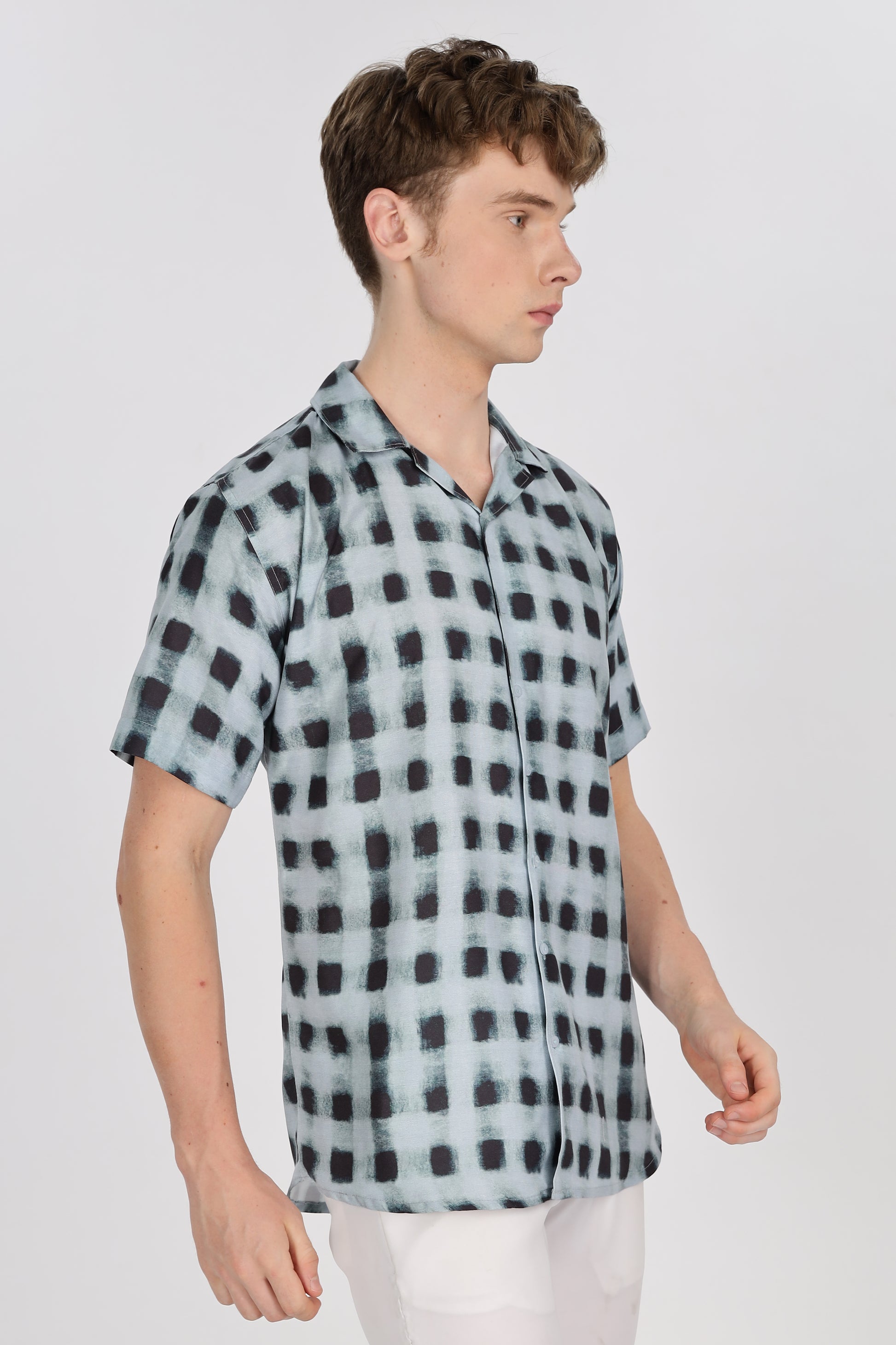 Check Relaxed Fit Club Collar Shirt