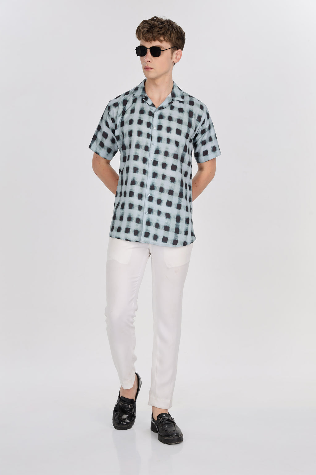 Check Relaxed Fit Club Collar Shirt