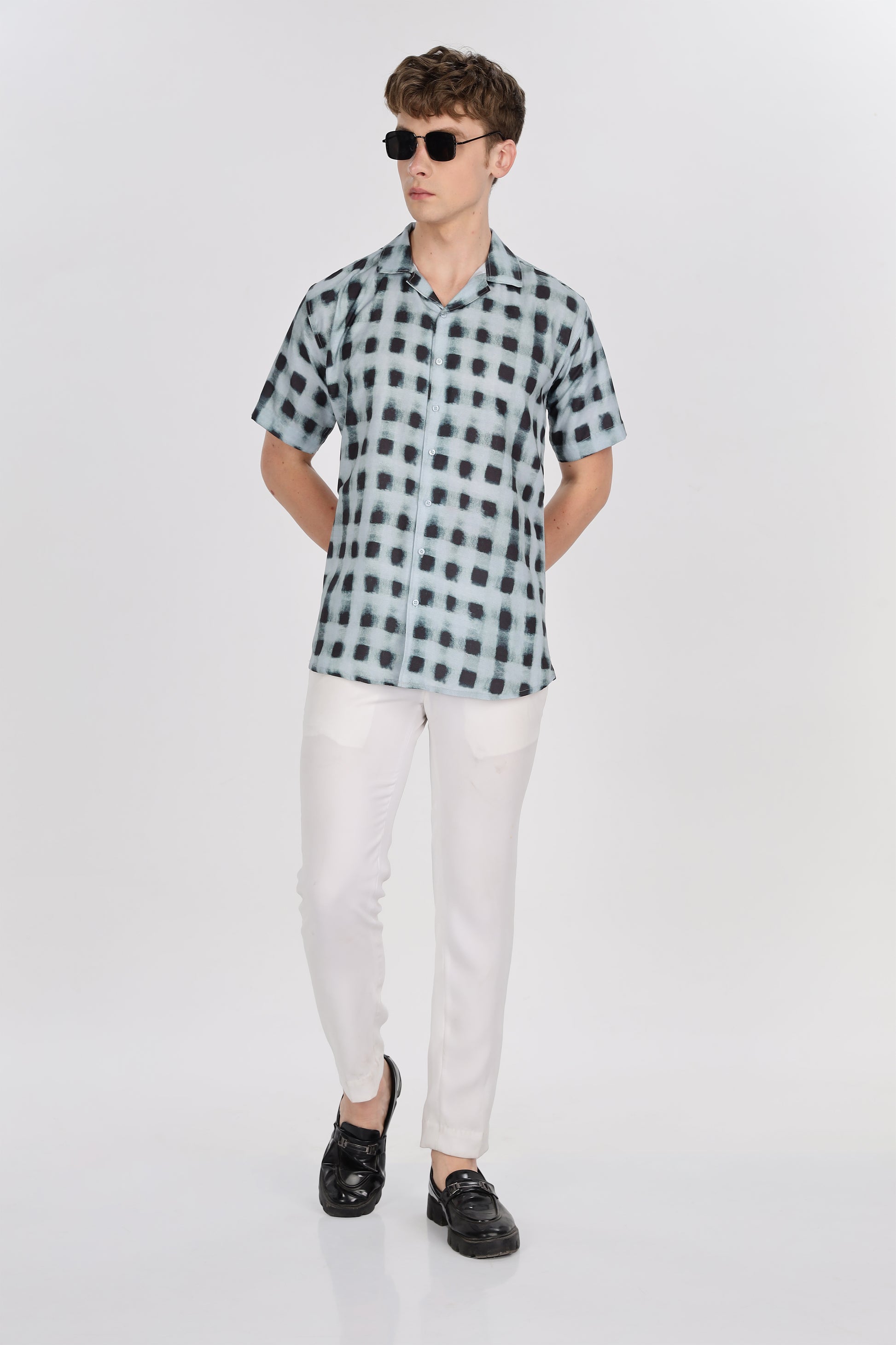 Check Relaxed Fit Club Collar Shirt