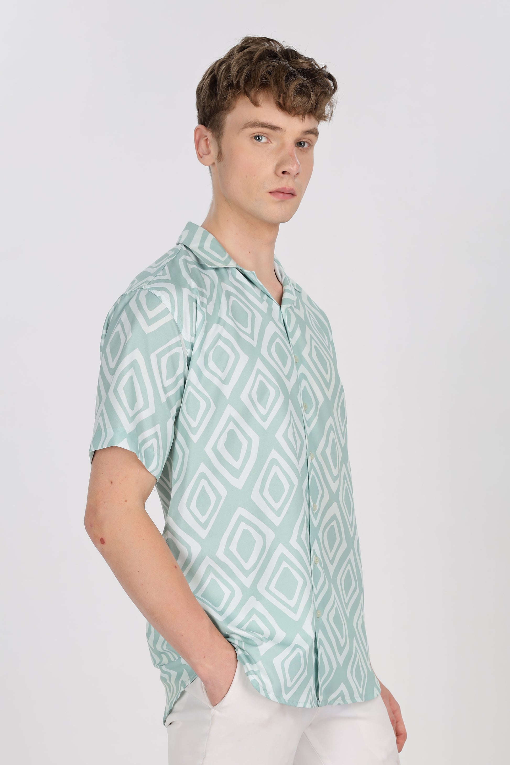 Dimond print Relaxed Fit Club Collar Shirt