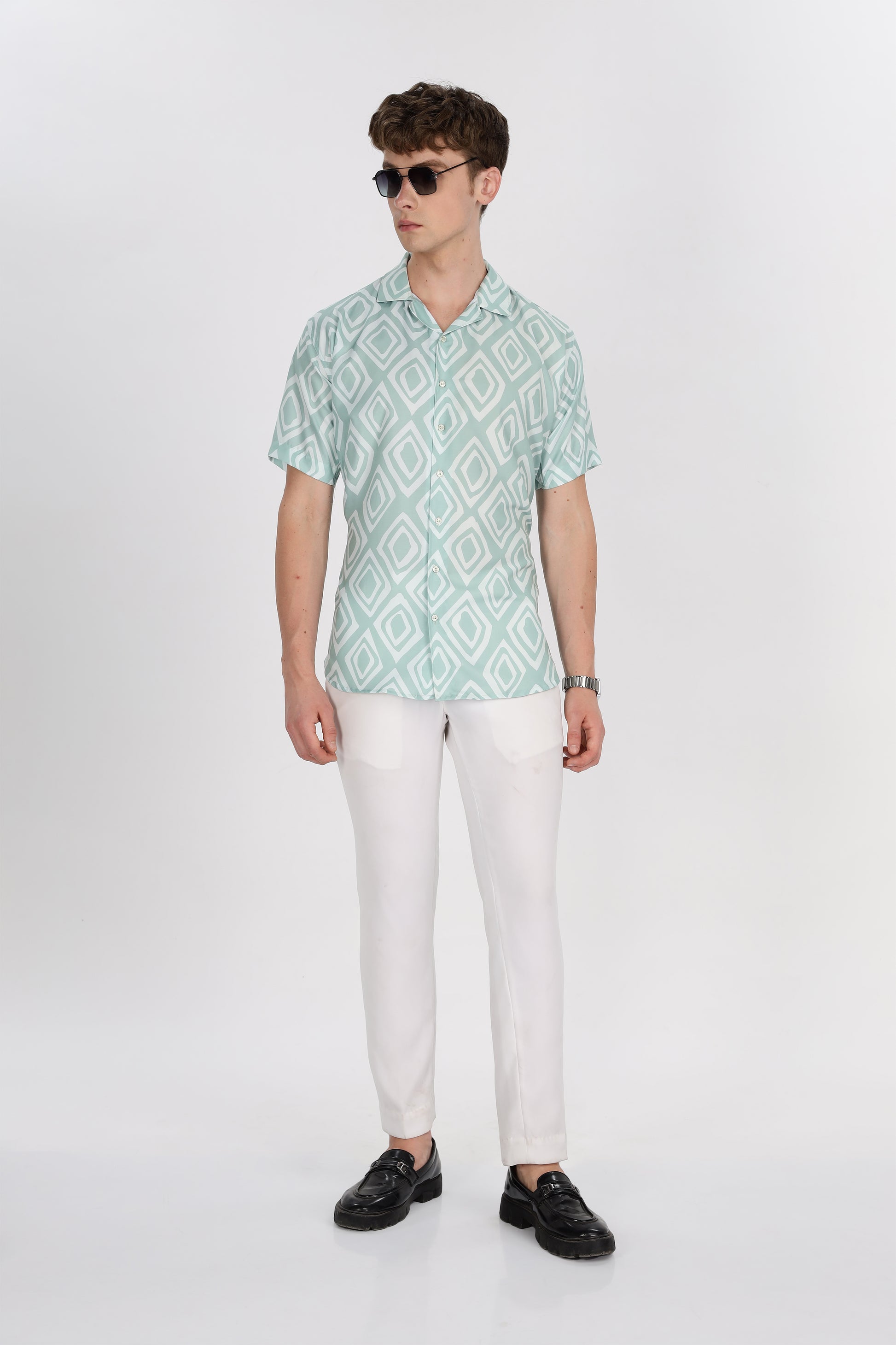Dimond print Relaxed Fit Club Collar Shirt