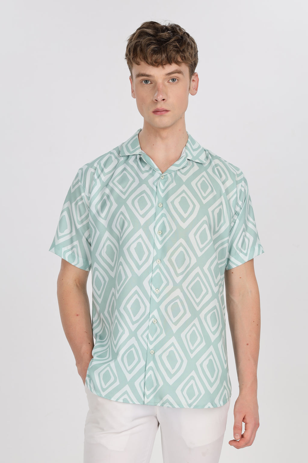 Dimond print Relaxed Fit Club Collar Shirt