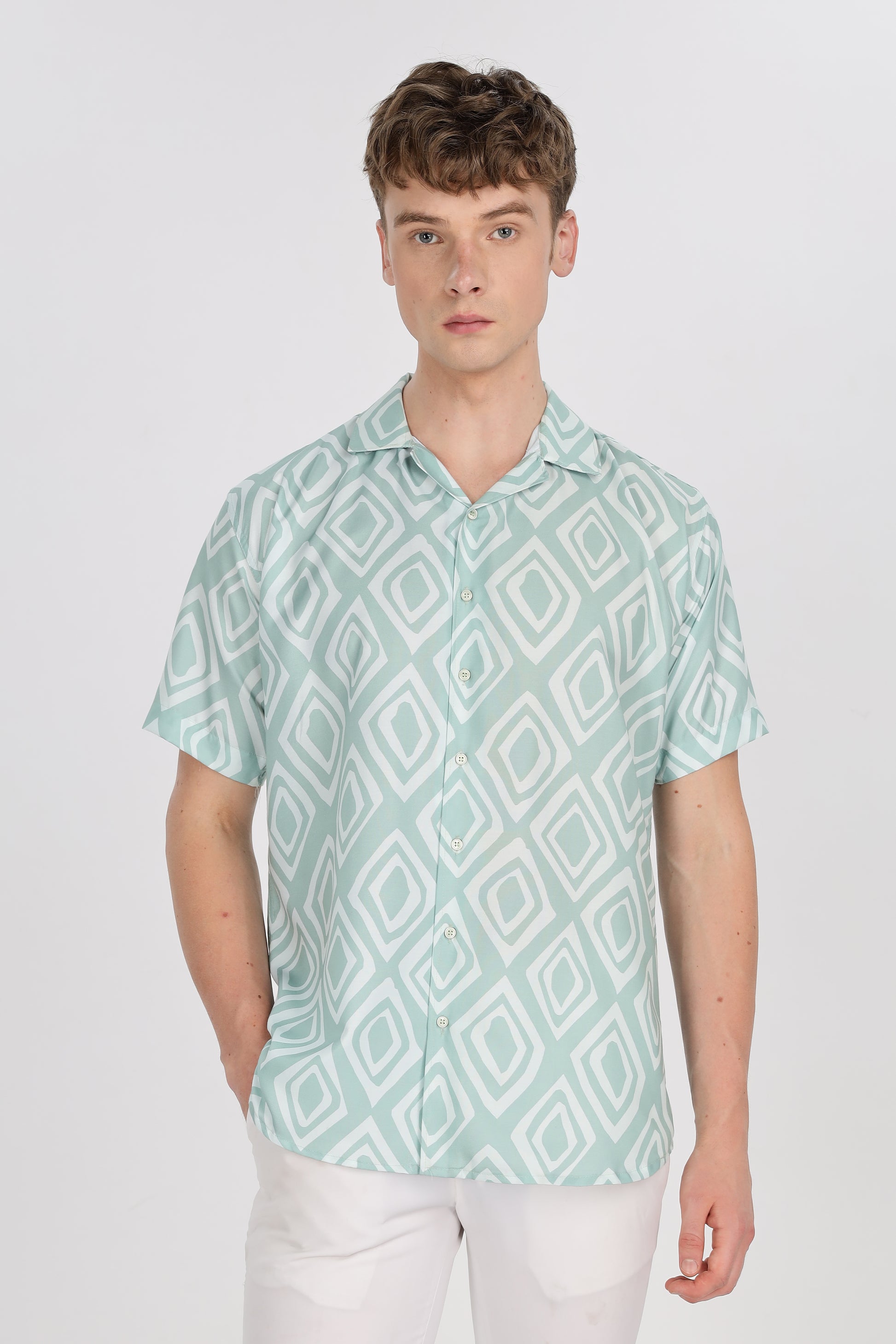Dimond print Relaxed Fit Club Collar Shirt