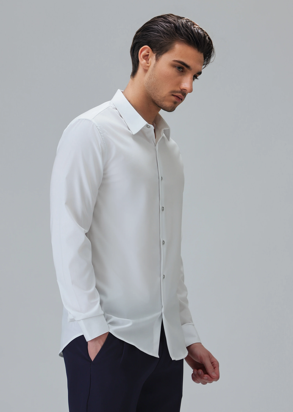 Cotton Blend Regular Fit White Shirt