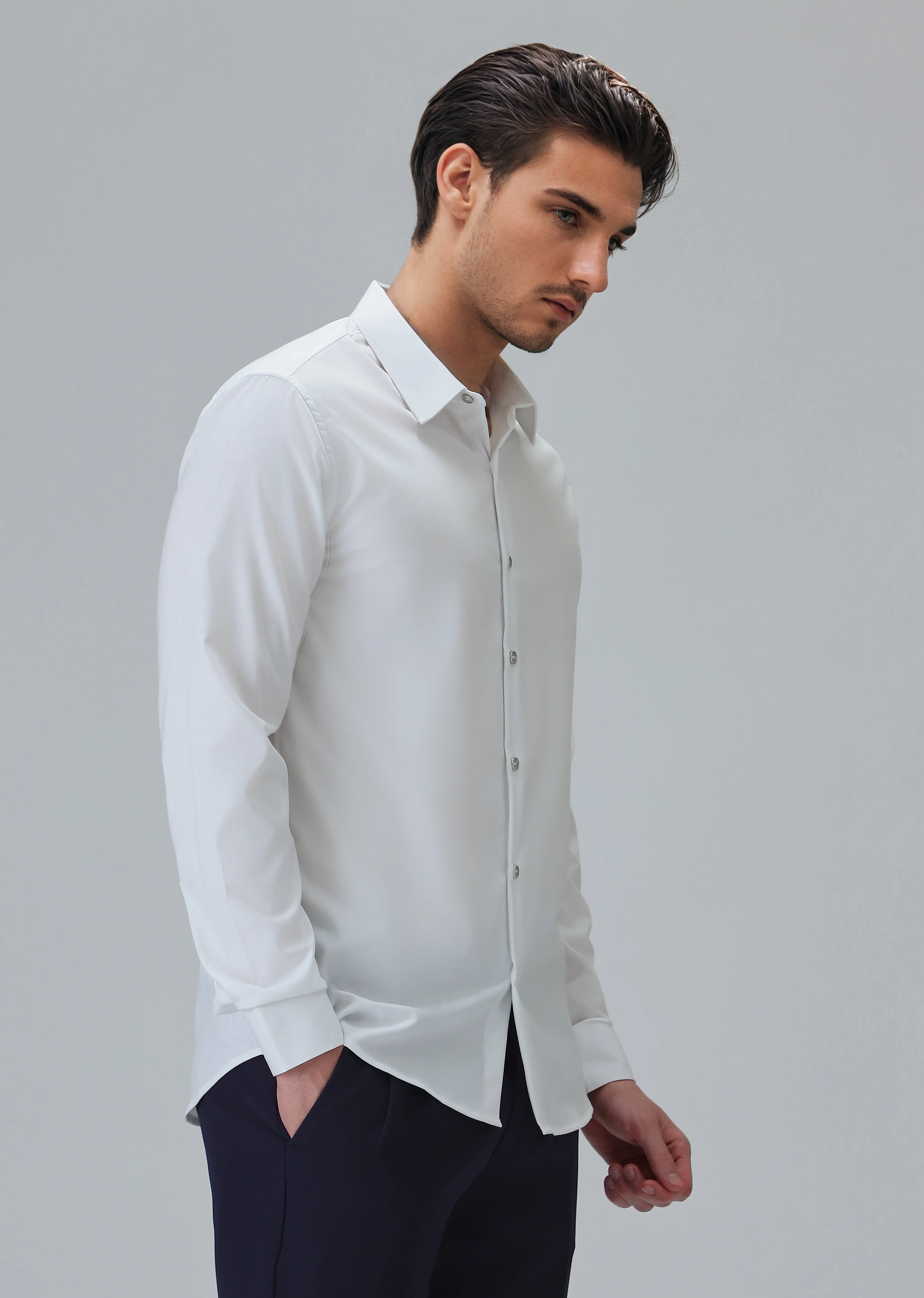 Cotton Blend Regular Fit White Shirt