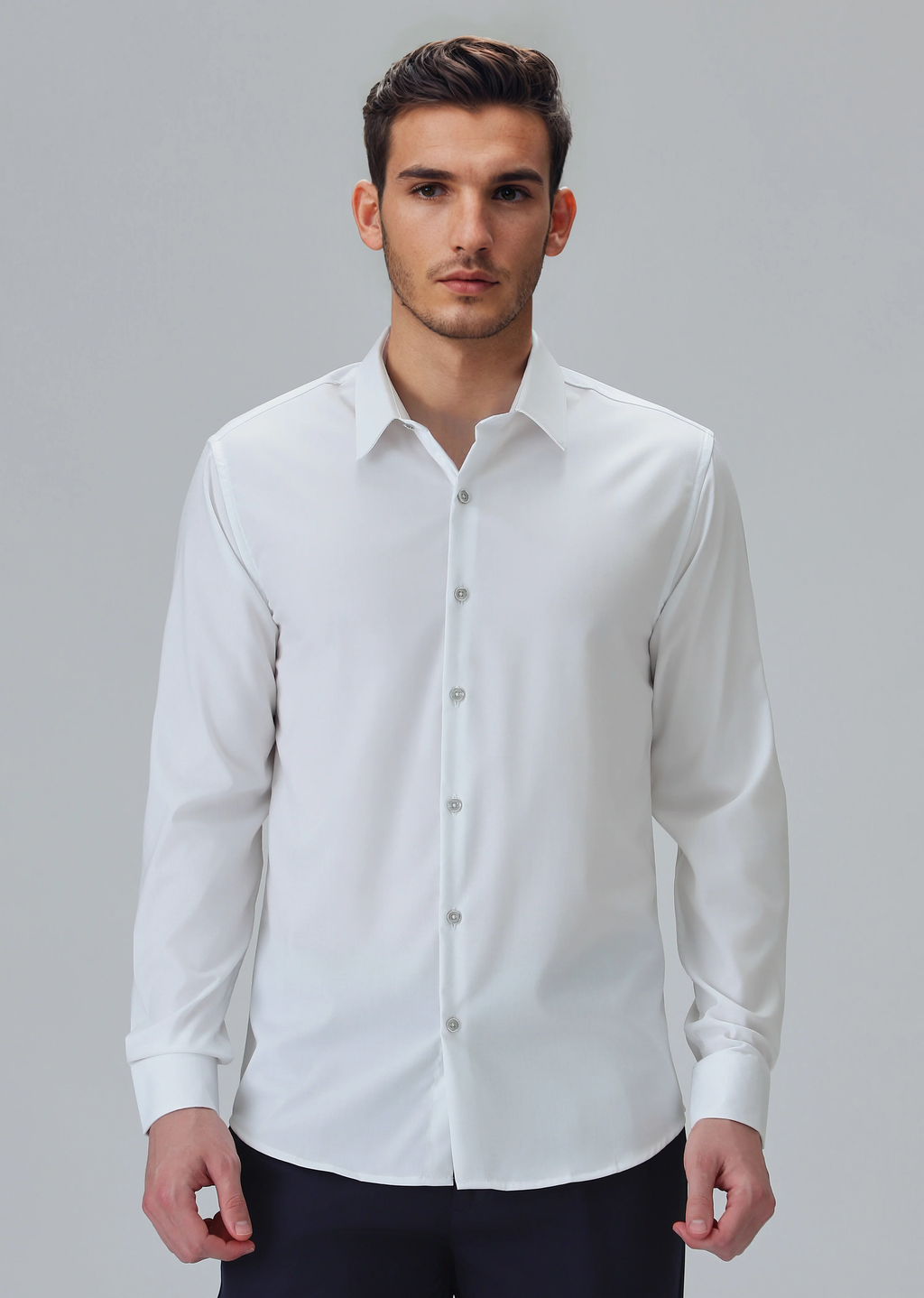 Cotton Blend Regular Fit White Shirt