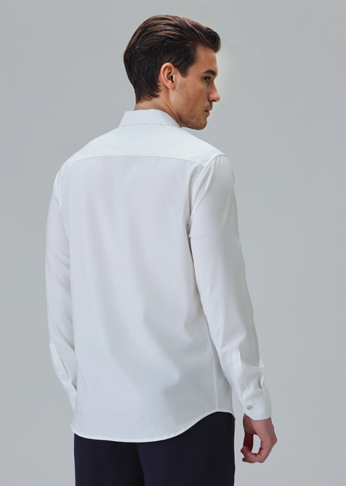 Cotton Blend Regular Fit White Shirt