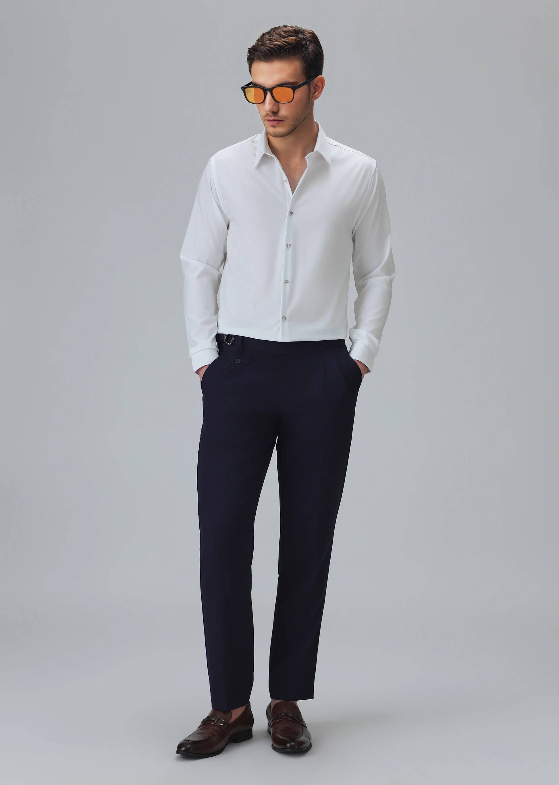 Cotton Blend Regular Fit White Shirt